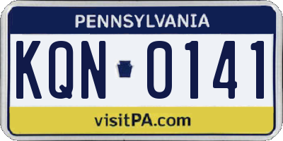 PA license plate KQN0141