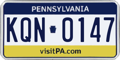 PA license plate KQN0147