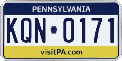 PA license plate KQN0171