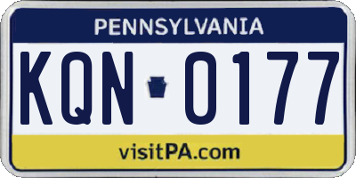 PA license plate KQN0177
