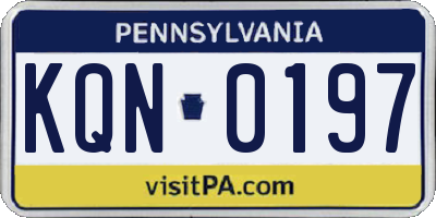 PA license plate KQN0197