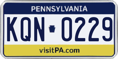 PA license plate KQN0229