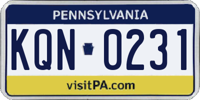 PA license plate KQN0231