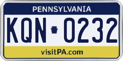 PA license plate KQN0232