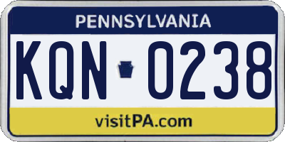 PA license plate KQN0238