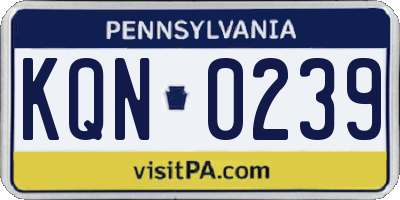 PA license plate KQN0239