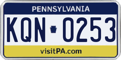 PA license plate KQN0253