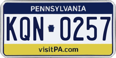 PA license plate KQN0257