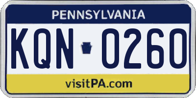 PA license plate KQN0260
