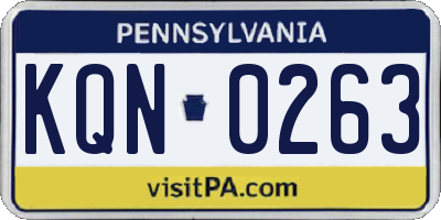 PA license plate KQN0263
