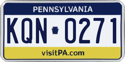PA license plate KQN0271