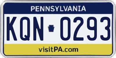 PA license plate KQN0293