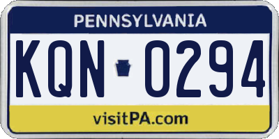 PA license plate KQN0294