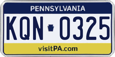 PA license plate KQN0325