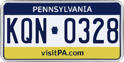 PA license plate KQN0328