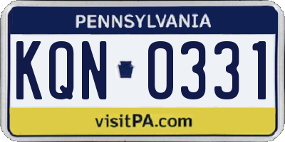 PA license plate KQN0331