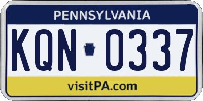 PA license plate KQN0337