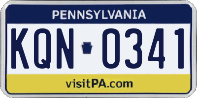 PA license plate KQN0341