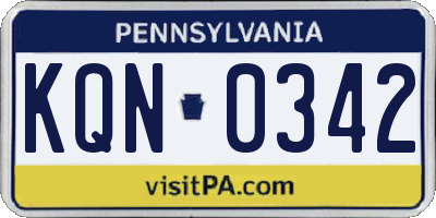 PA license plate KQN0342