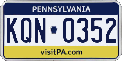 PA license plate KQN0352