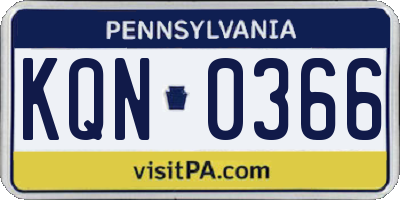 PA license plate KQN0366