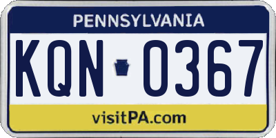 PA license plate KQN0367