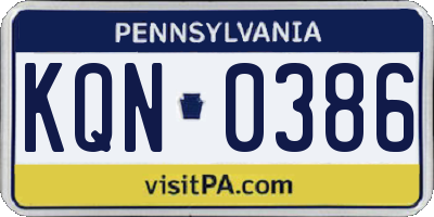 PA license plate KQN0386