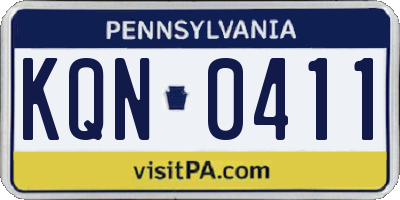 PA license plate KQN0411