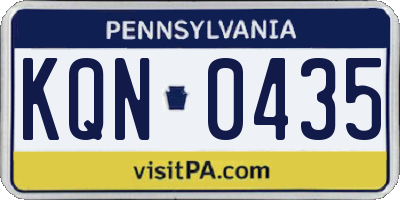 PA license plate KQN0435