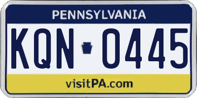 PA license plate KQN0445