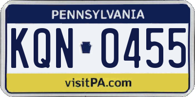 PA license plate KQN0455