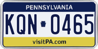 PA license plate KQN0465
