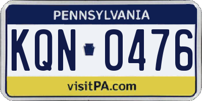 PA license plate KQN0476