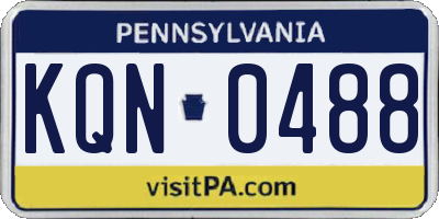 PA license plate KQN0488