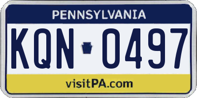 PA license plate KQN0497