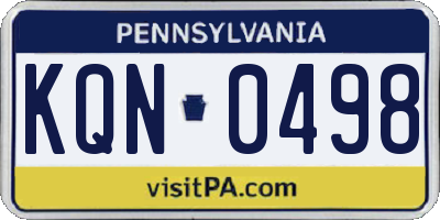 PA license plate KQN0498