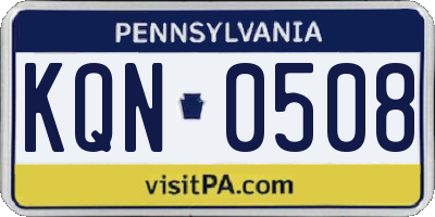 PA license plate KQN0508