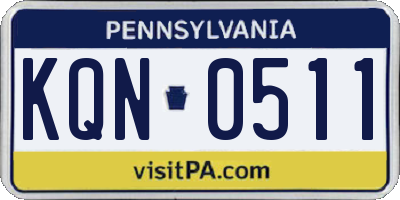 PA license plate KQN0511