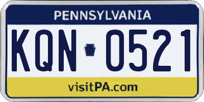 PA license plate KQN0521