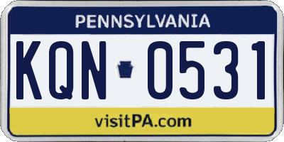 PA license plate KQN0531