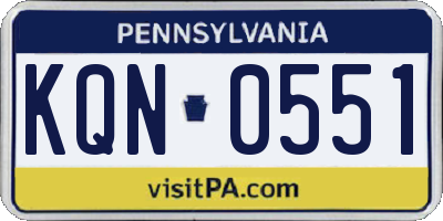 PA license plate KQN0551