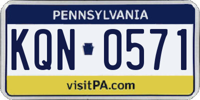 PA license plate KQN0571