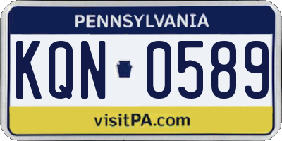 PA license plate KQN0589