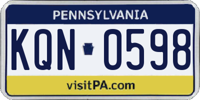 PA license plate KQN0598