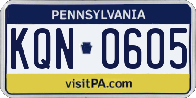 PA license plate KQN0605