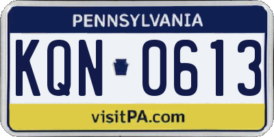 PA license plate KQN0613