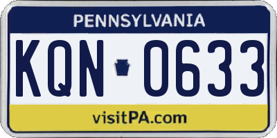 PA license plate KQN0633