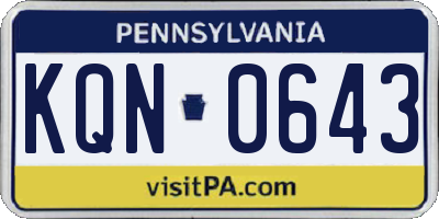 PA license plate KQN0643