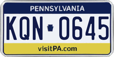 PA license plate KQN0645