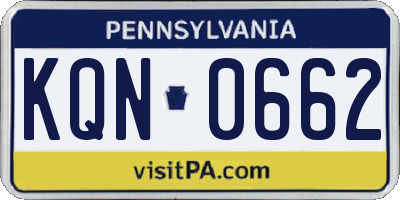 PA license plate KQN0662